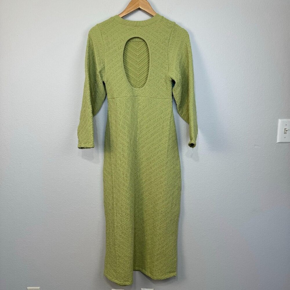 Free People Women's Gabby Seamless Midi Dress Long Sleeve Open Back Green Sz M/L - Picture 6 of 13